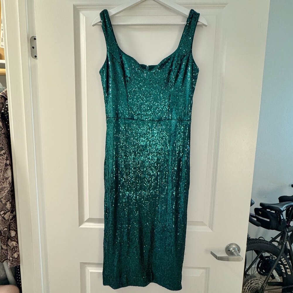 Dress the Population Emerald Green Sequined Dress (Size M)